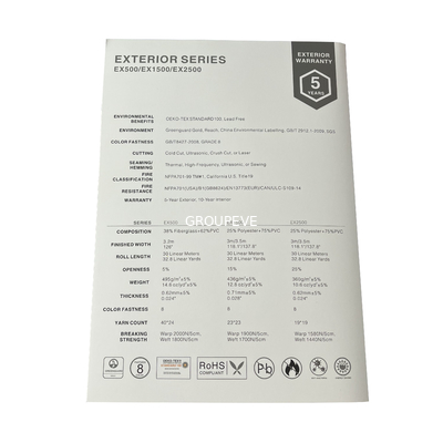 acheter tissu de protection solaire de fibre de verre de largeur de 3.2m 495gsm ignifuge pour les abat-jour extérieurs fabrication en ligne