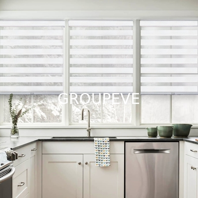 acheter 100% Polyester Semi-fenêtre Noir Jacquard Zèbre Tissu de remplacement Roller Blinds Ombres volets Crème solaire Zèbre Tissu fabrication en ligne