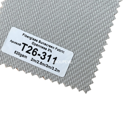 Un bon prix. le PVC de la fibre de verre 58% de 42% a enduit le blocage du tissu 520gsm Sun de fibre de verre en ligne
